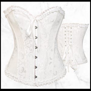 Corset Vest for Women White Lace Bustier Corset Bridal Waist Cincher Top with Sleeves , Personalized Gift Gift for Her