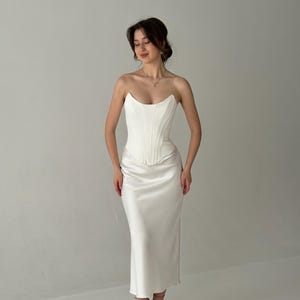 Bridal corset, two piece wedding dress, satin skirt, ren faire corset, modest simple wedding dress , reception dress, civil wedding dress