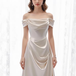 Elegant White Wedding Stain Prom Dress,Tube Dress,Gift for Bride,Wedding Shower Dress,Bridal  Dress,Dress for Wedding,Long Formal Prom Dress