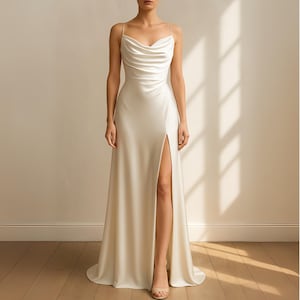Custom Silk Maxi Dress: Elegant Tailored Gown, Beach Wedding