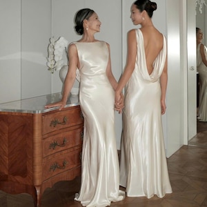 Ivory Dress - Maxi Dress - Bridesmaid Dresses - Silk Dress - Simple Wedding Dress - Engagement Dress - Slip Dress - Gift for her